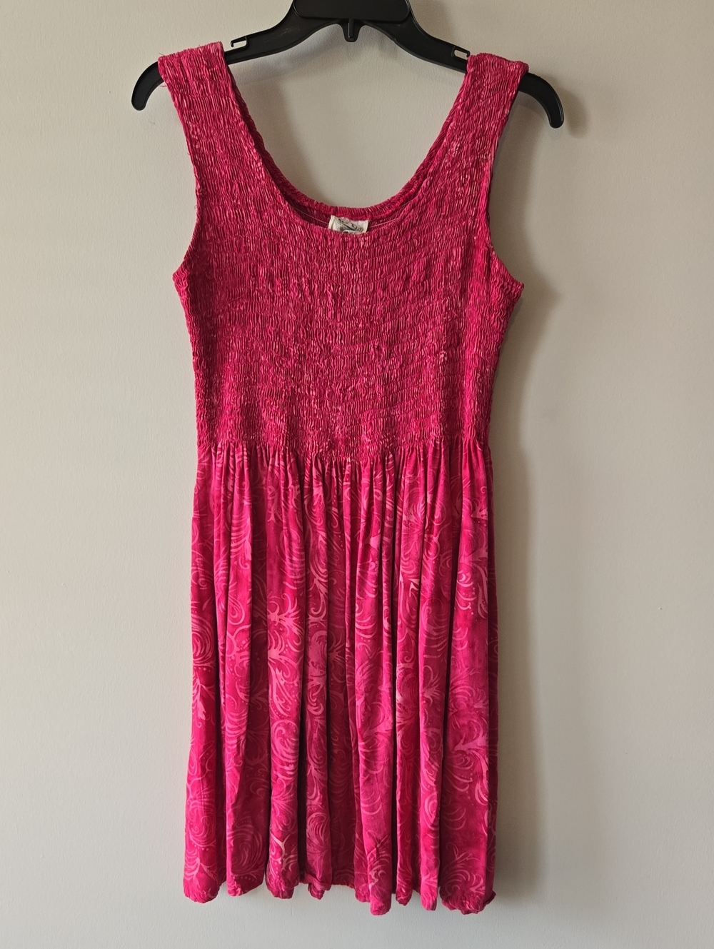 Fushia Sleeveless Smocked Waist Dress